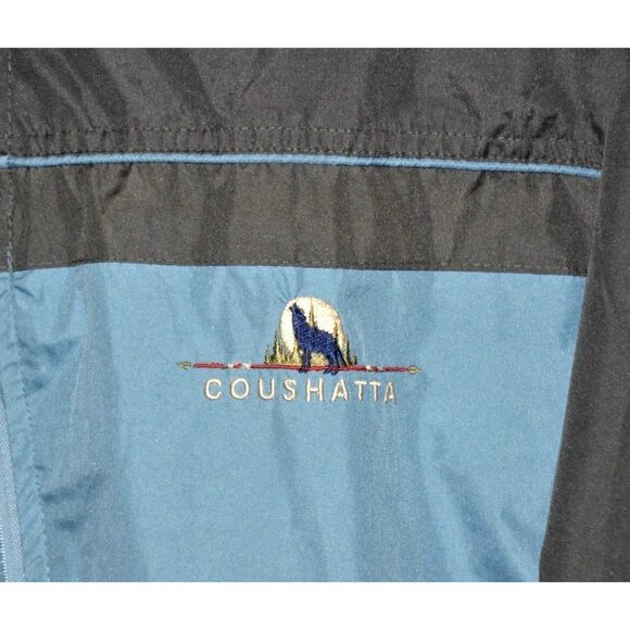 Prairie Mountain Mens L Blue Full Zip Windbreaker Jacket Coushatta Wolf Logo - Picture 3 of 12